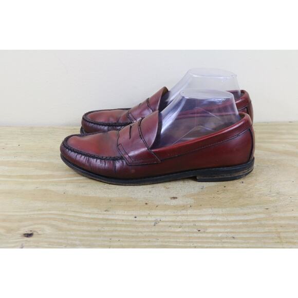 GH Bass Weejuns Mens 9D Red Leather Penny Loafers Logan Slip On Shoes - Picture 1 of 12